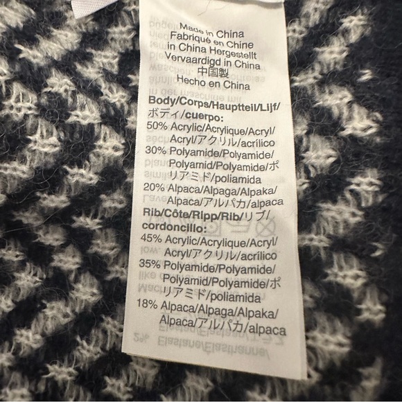 J. Crew | navy/white chevron mock neck sweater with gold button detail - Picture 11 of 12